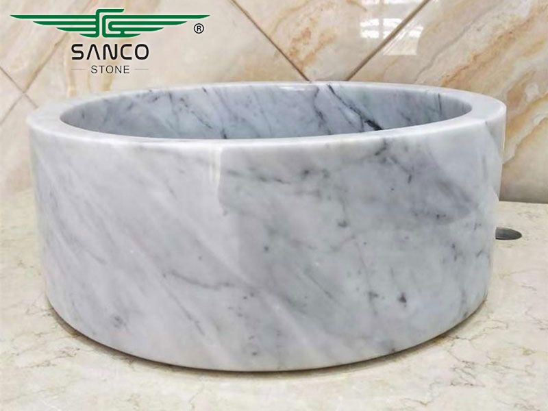 White Marble Sink Lavabo for Indoor Bathroom