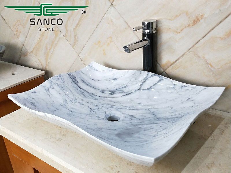 White Marble Vessel Sink New Design