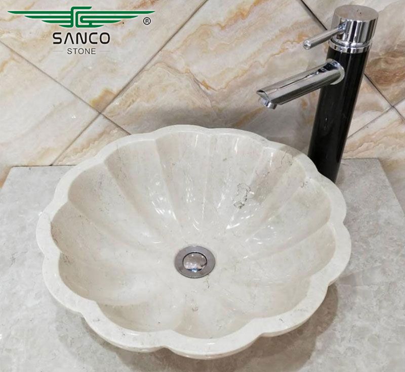 Marble Bathroom Scalloped Edge Sink