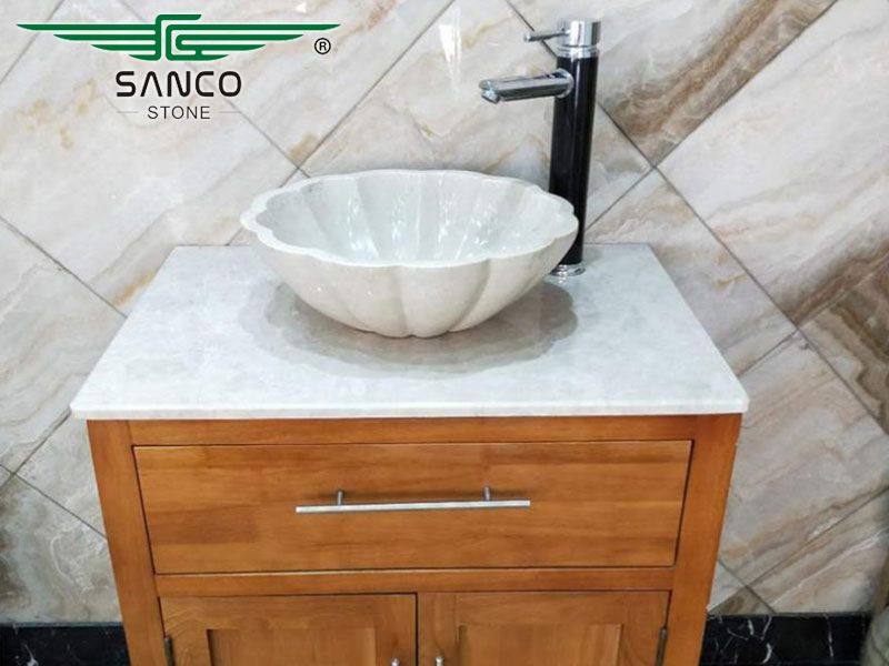 Marble Bathroom Scalloped Edge Sink