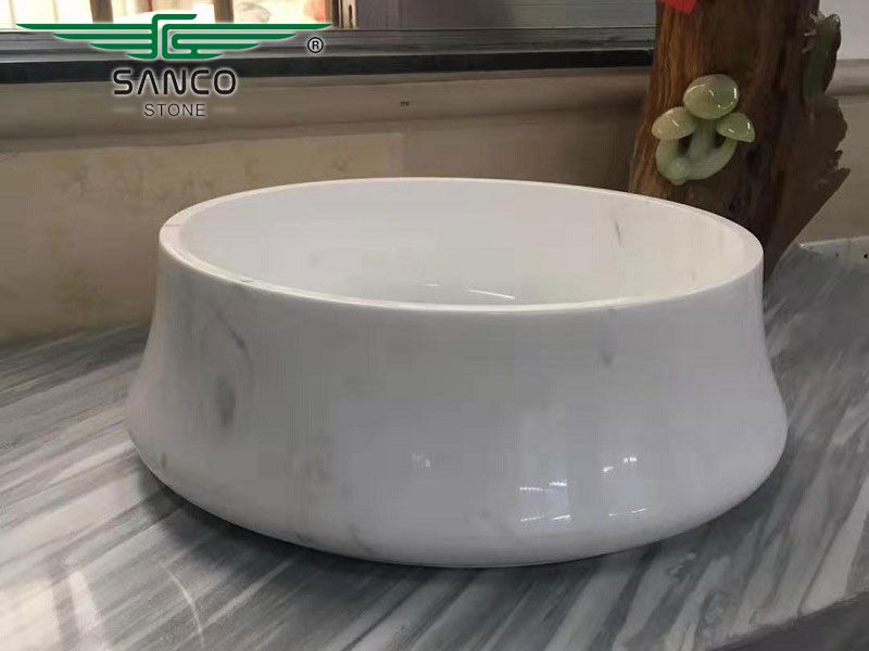 White Round Above Counter Bowl Sink Vanity