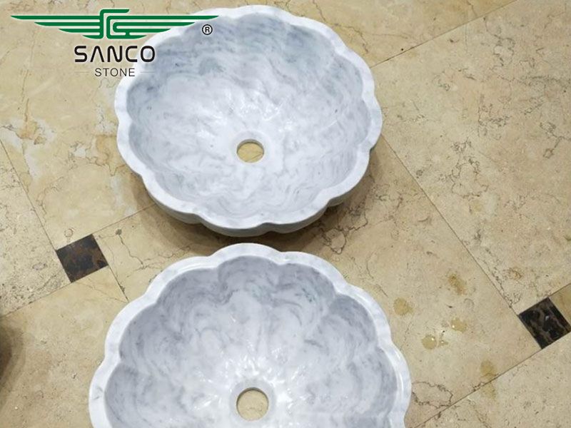 Stone Lavabo Lotus Shape Vessel Wash Basin