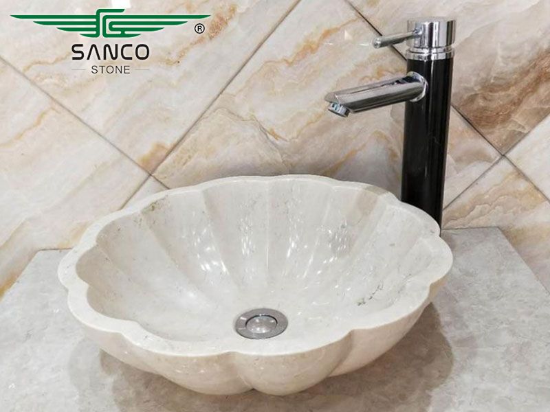 Marble Bathroom Scalloped Edge Sink