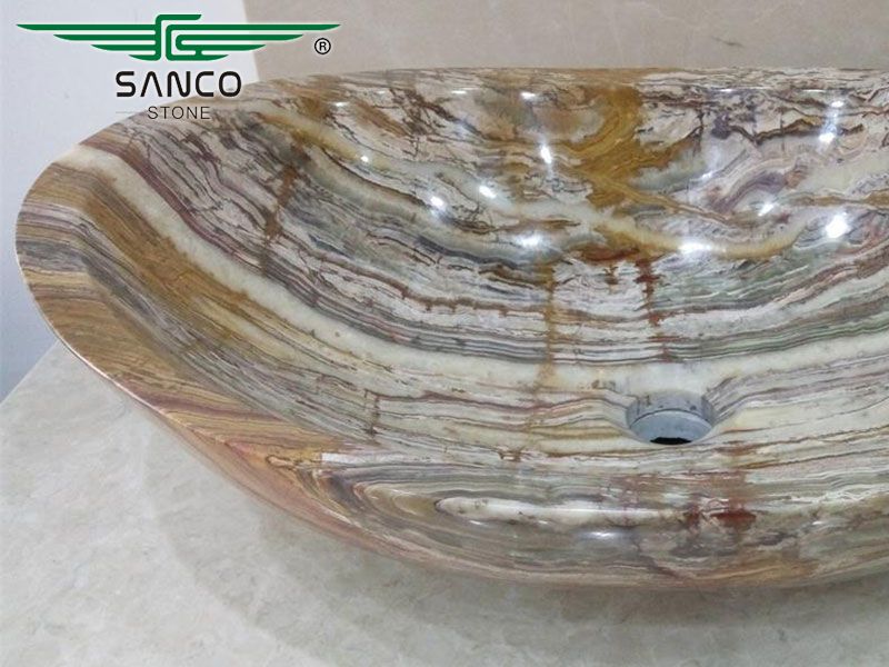 Green Onyx Boat Shaped Wash Basin