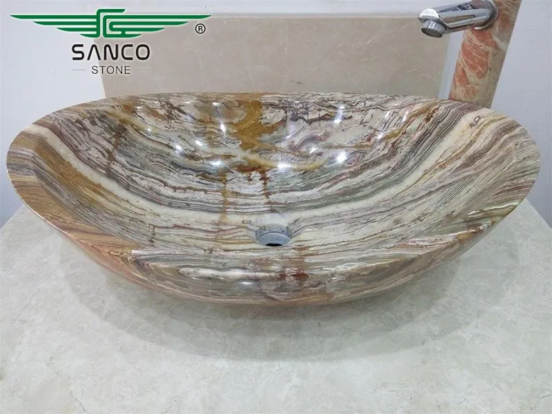 Green Onyx Boat Shaped Wash Basin