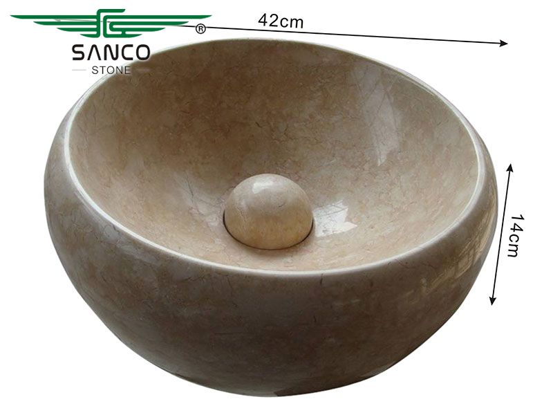 Natural Stone Bathroom Round Marble Sink