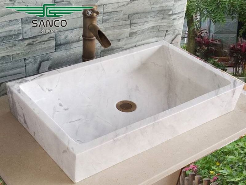 Square Vessel Sink White For Bathroom