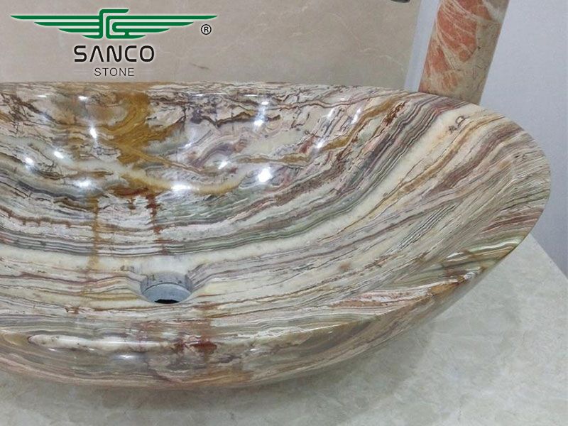 Green Onyx Boat Shaped Wash Basin