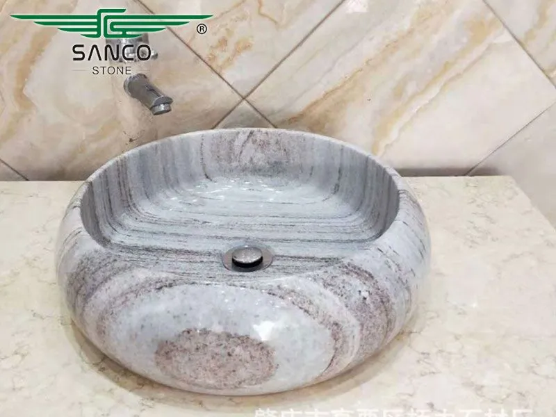 16&quot; Marble Above Mount Bathroom Circular Sink