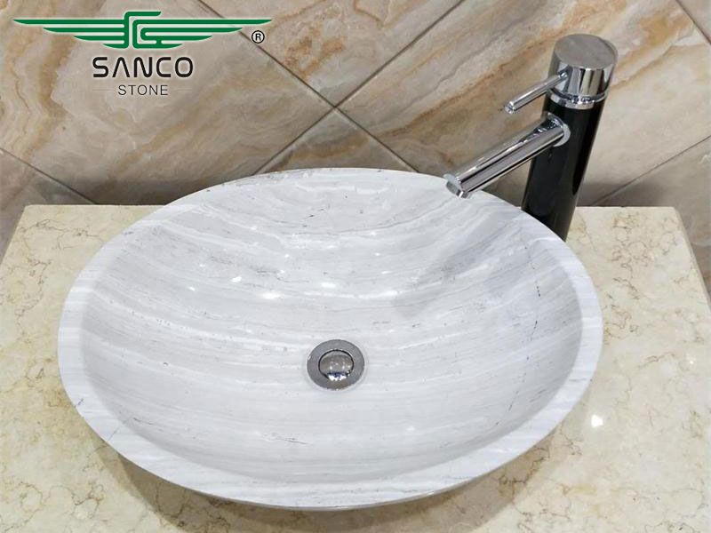 Natural Stone Marble Oval Sinks For Bathroom