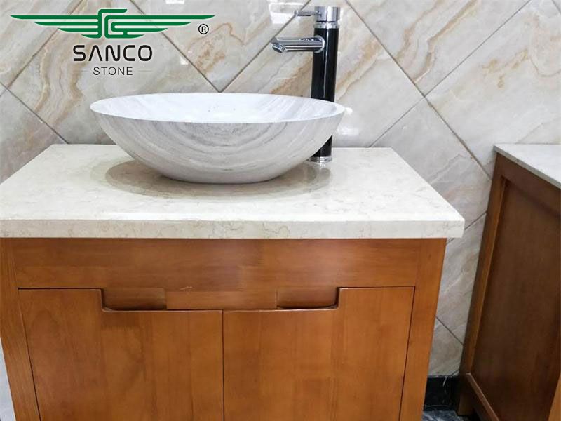 Natural Stone Marble Oval Sinks For Bathroom