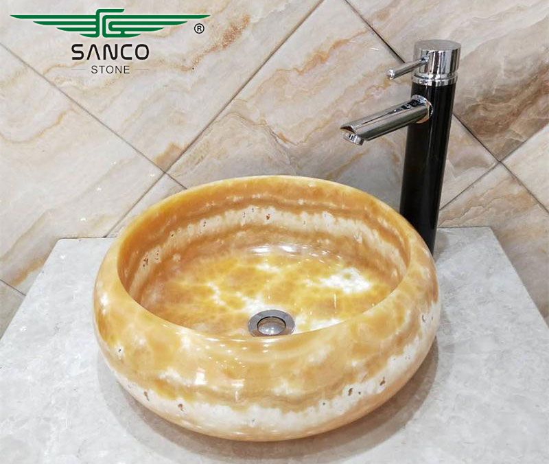 Polished Crystallized Honey Onyx Bathroom Sink