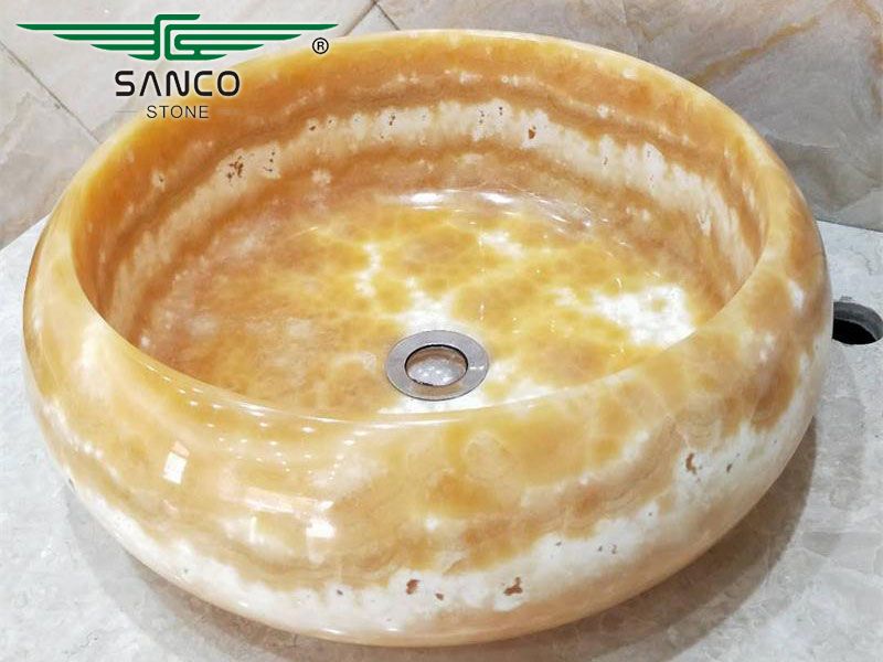 Polished Crystallized Honey Onyx Bathroom Sink