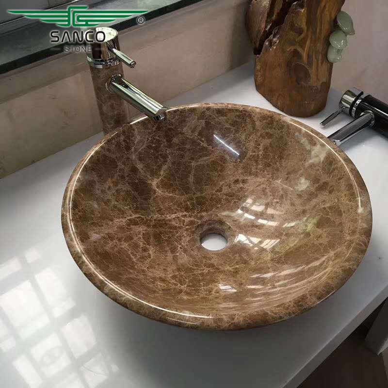 Elite Round Bathroom Sink Bowl Brown Color