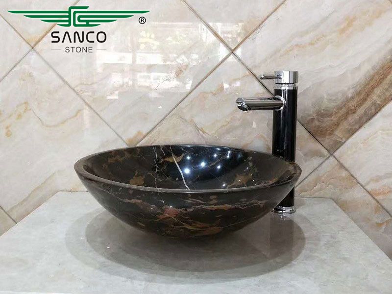 Luxury Nero Portoro Marble Counter Sink Basins