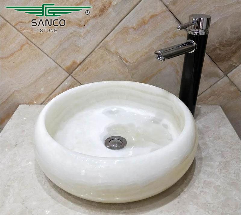 Round Onyx Marble Sink Bathroom Basin