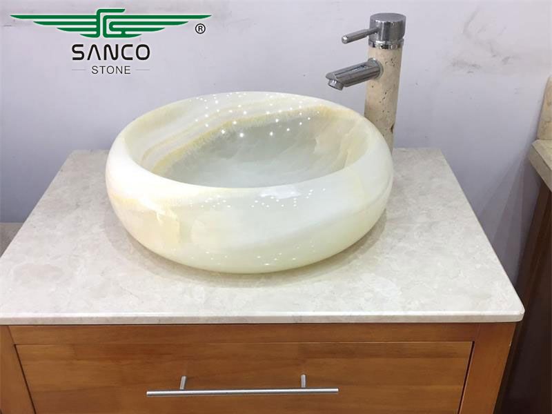 Round Onyx Marble Sink Bathroom Basin