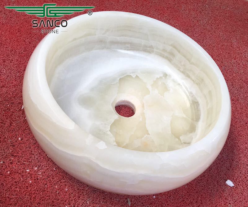 Round Onyx Marble Sink Bathroom Basin