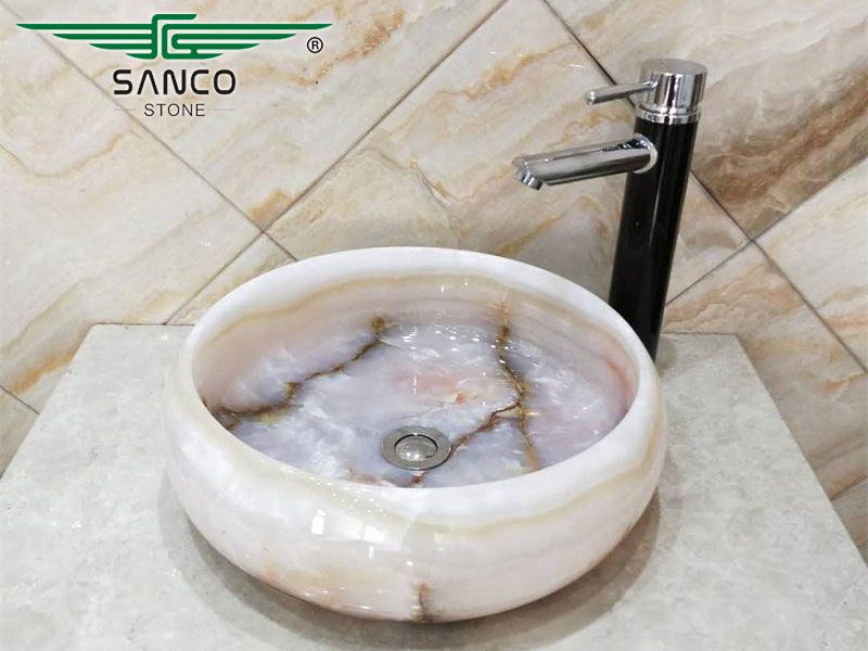 White Onyx Sinks Bathroom Single Vessel Washbasin