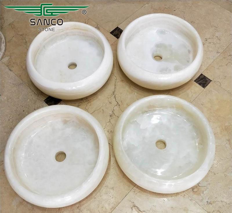 Round Onyx Marble Sink Bathroom Basin