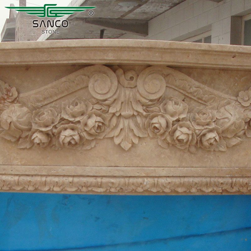 SANCO Hand Carving Indoor Stone Fireplace Surround