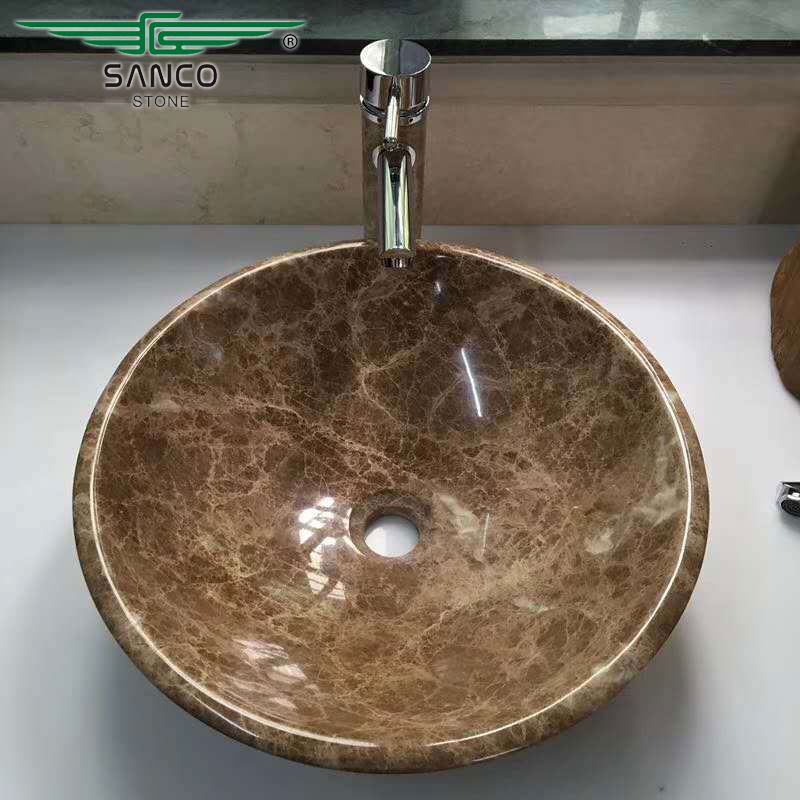 Elite Round Bathroom Sink Bowl Brown Color