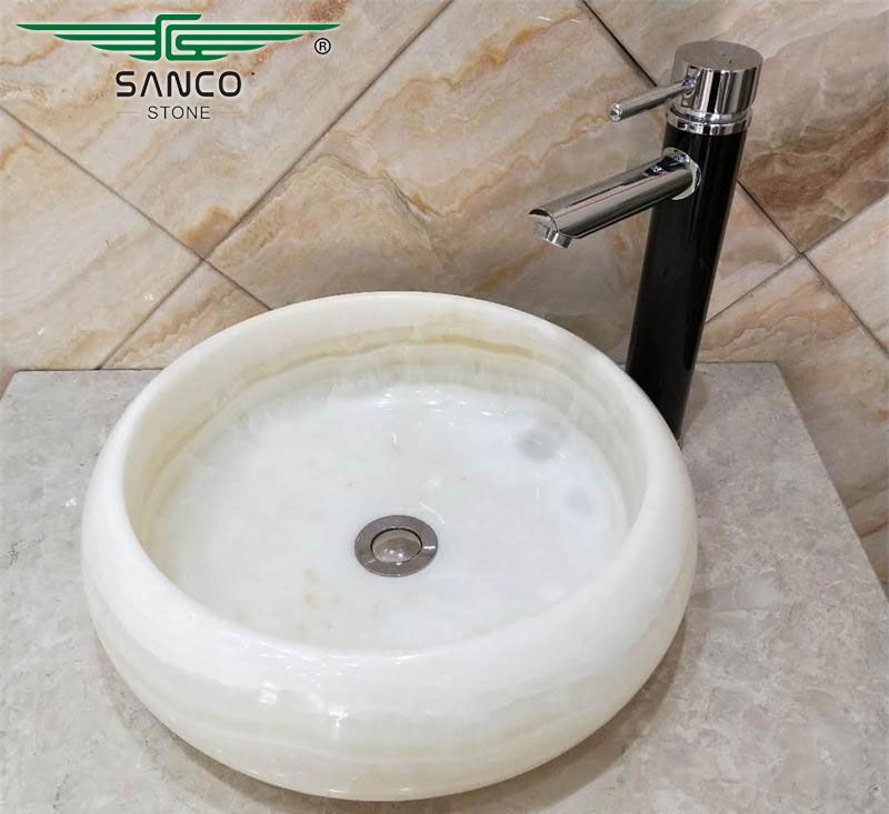 Round Onyx Marble Sink Bathroom Basin