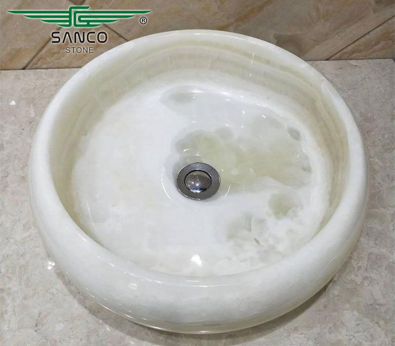 Round Onyx Marble Sink Bathroom Basin