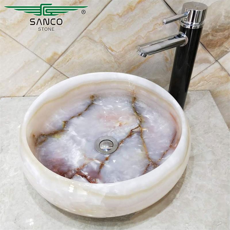 White Onyx Sinks Bathroom Single Vessel Washbasin