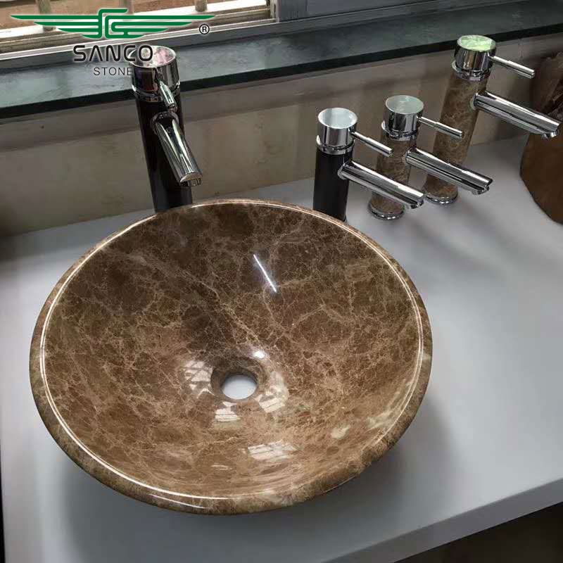 Elite Round Bathroom Sink Bowl Brown Color