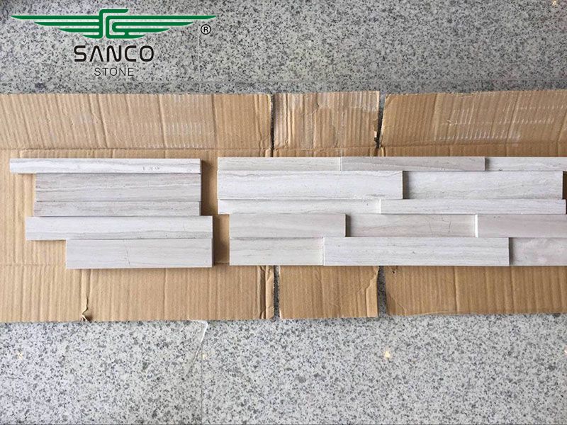 Wooden White 3D Honed Ledger Stone Corners