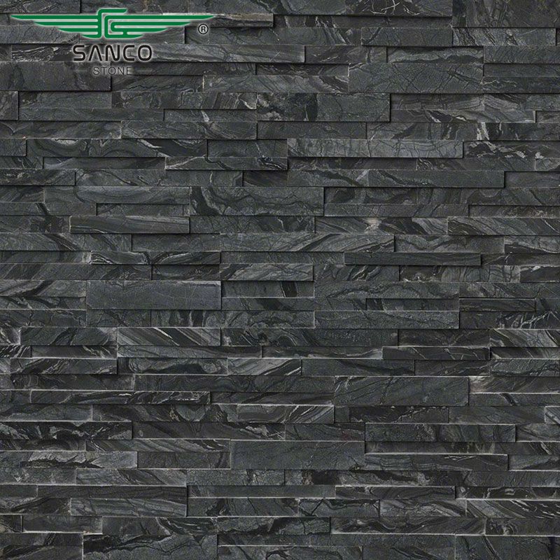 3D Honed Glacial Black Ledger Panel