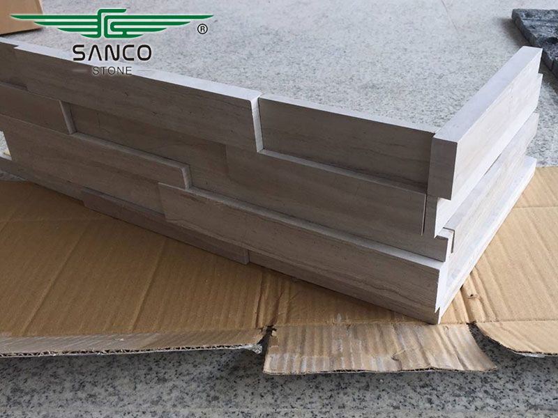 Wooden White 3D Honed Ledger Stone Corners