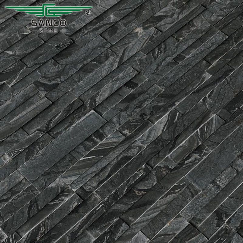 3D Honed Glacial Black Ledger Panel