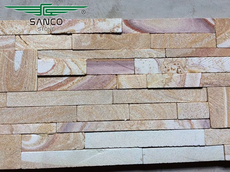 Natural Rainbow Sandstone Ledgestone Wall Panel