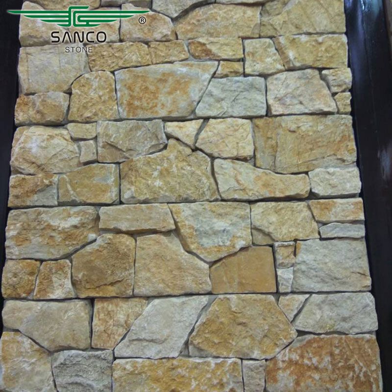 Yellow Limestone Wall Cladding Panels with Cement