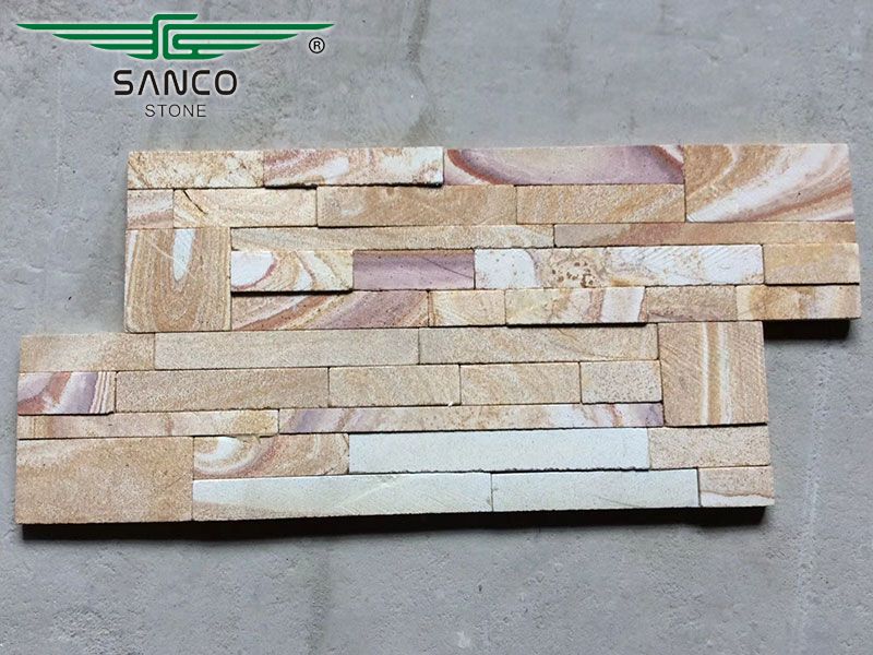 Natural Rainbow Sandstone Ledgestone Wall Panel