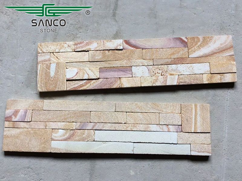 Natural Rainbow Sandstone Ledgestone Wall Panel