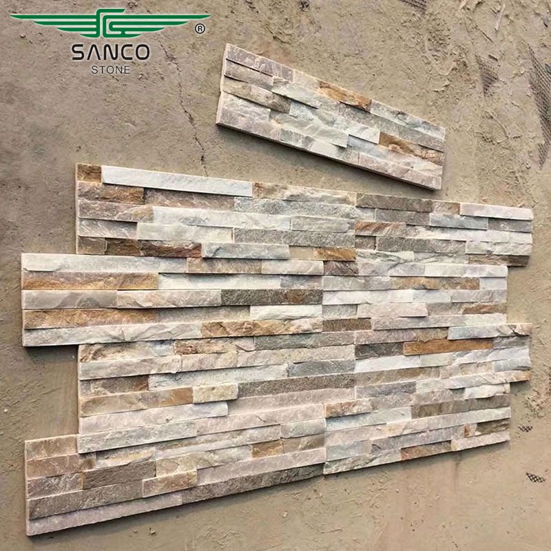 Natural Brown Quartz Wall Cladding Ledgestone Veneer