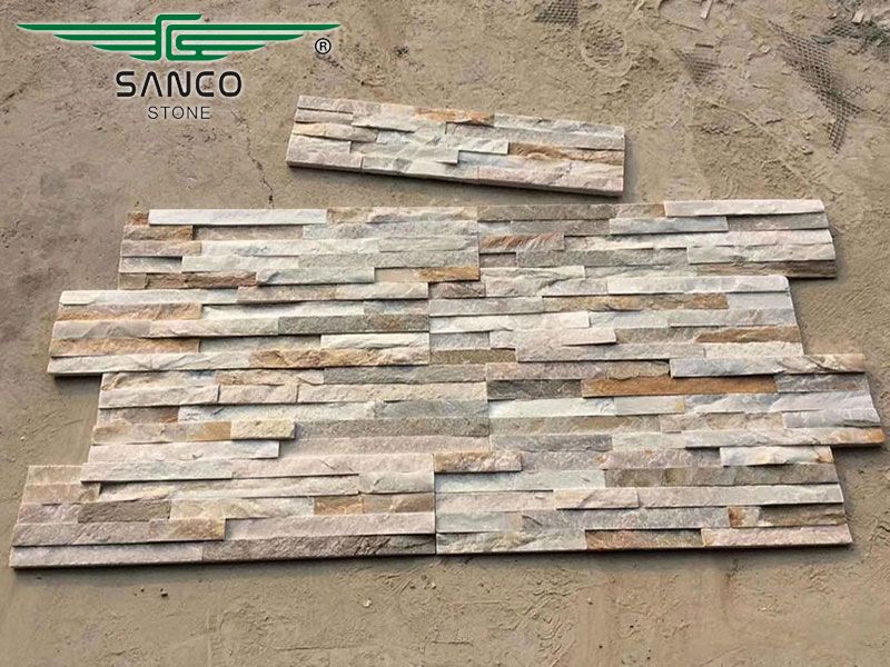 Natural Brown Quartz Wall Cladding Ledgestone Veneer