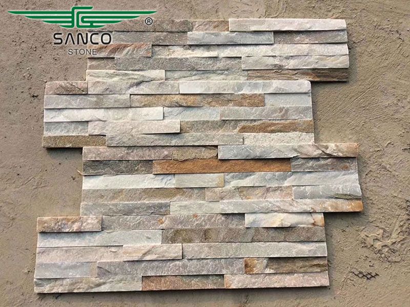 Natural Brown Quartz Wall Cladding Ledgestone Veneer