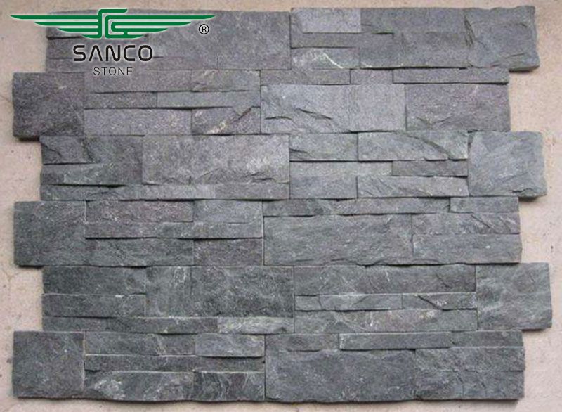 Black Stacked Stone Exterior Wall Stone Panel