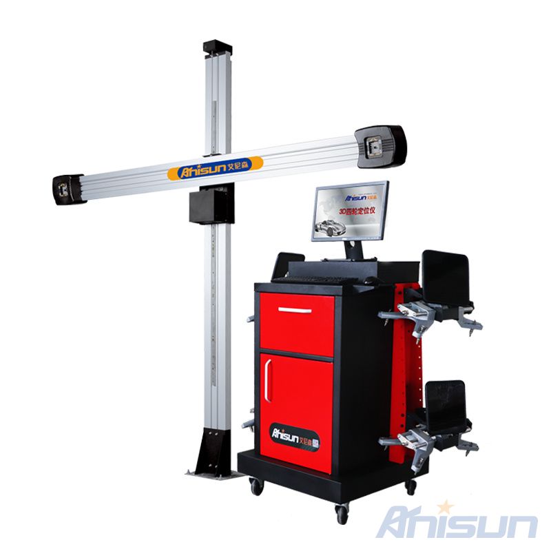 3D wheel aligner with electric lifting column for wheel alignment