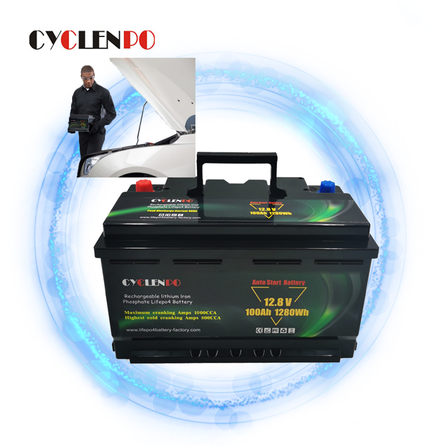 Batterie de démarrage Lifepo4 d'alimentation d'usine 12V 100Ah
