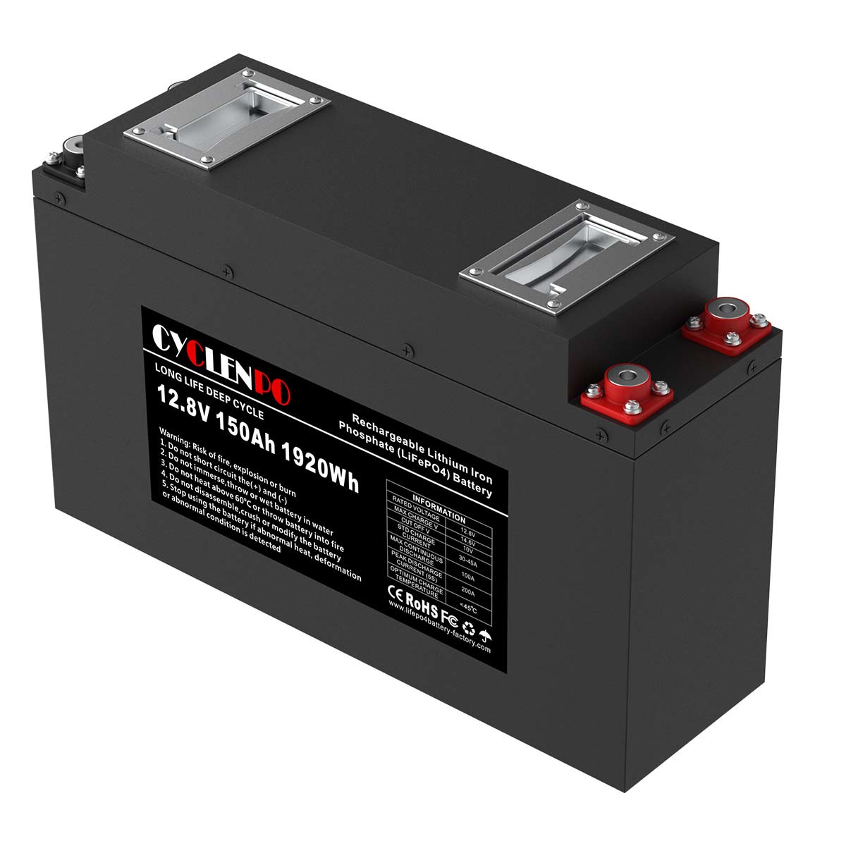 Deep Cycle LiFePO4 12V 100Ah batteripakke med BMS
