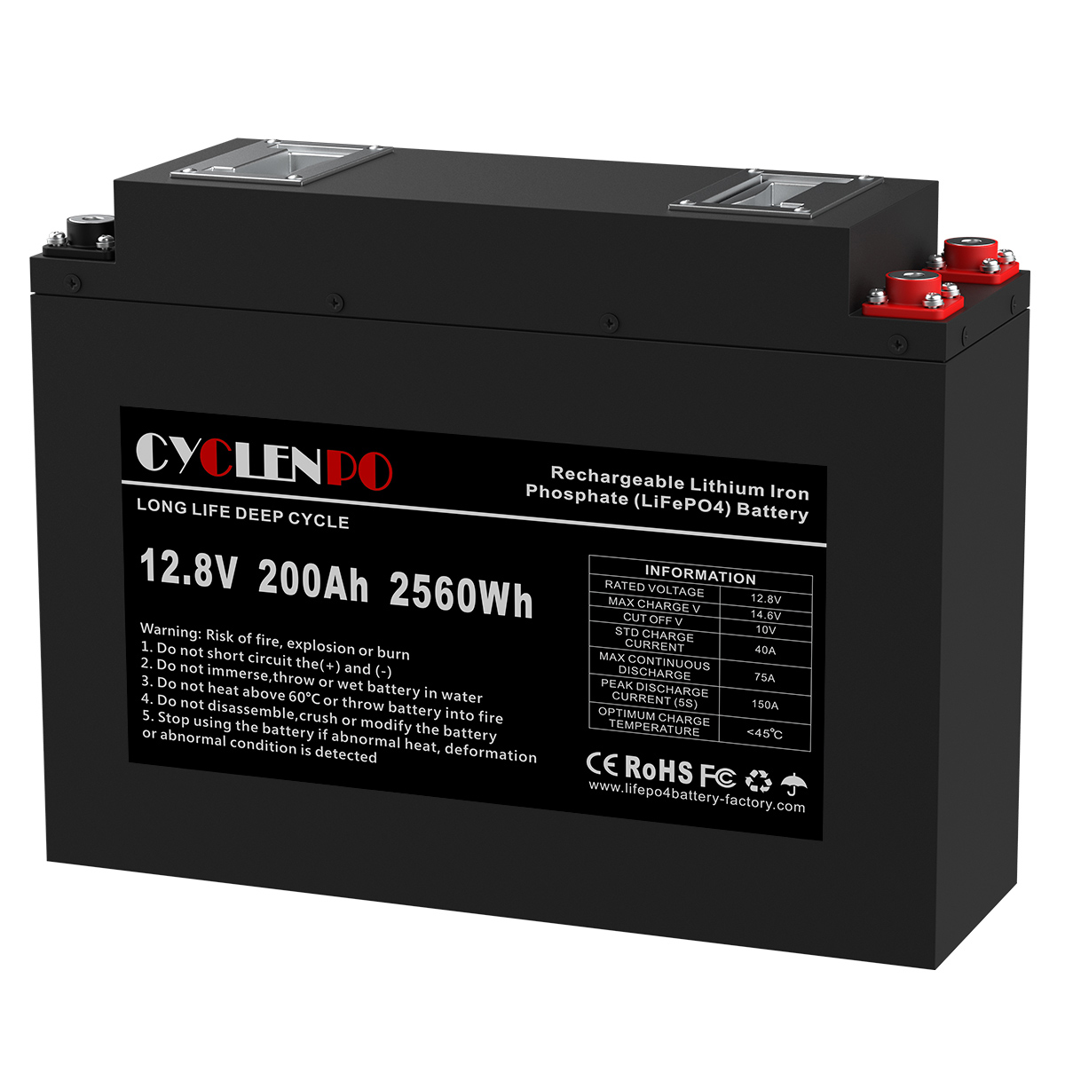 Batterie LiFePO4 12V 200Ah à décharge profonde avec BMS