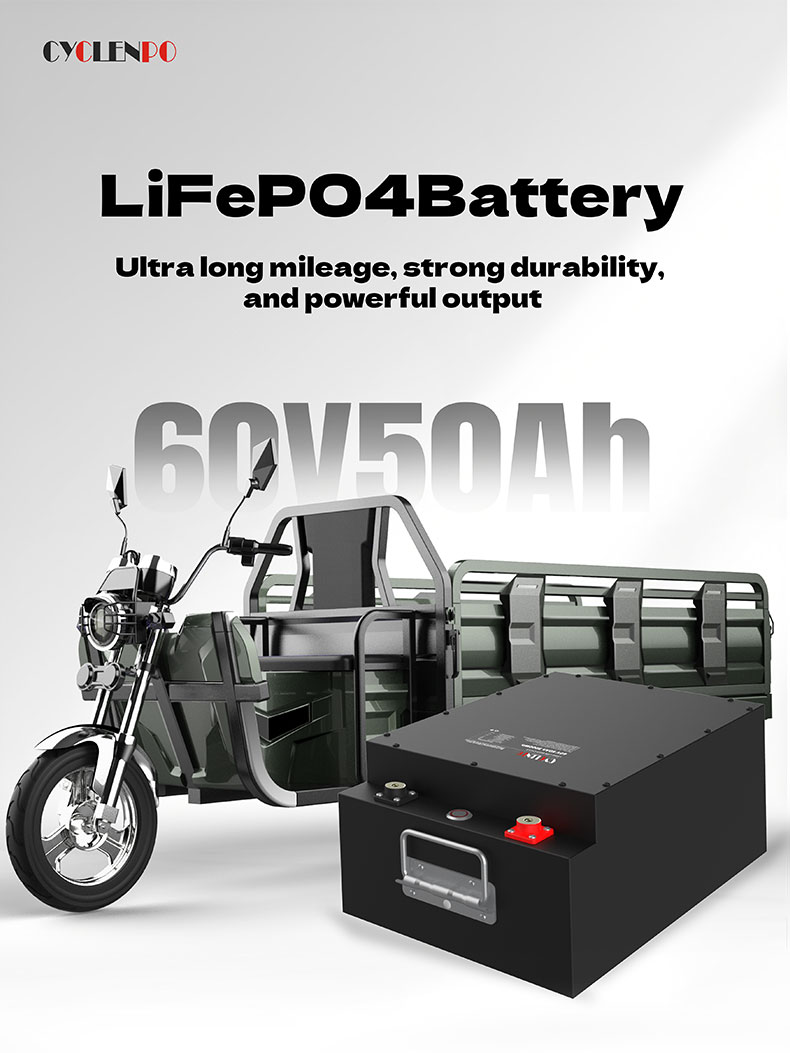 Cyclenpo 60V 50Ah LiFePO4 Tricycle Battery