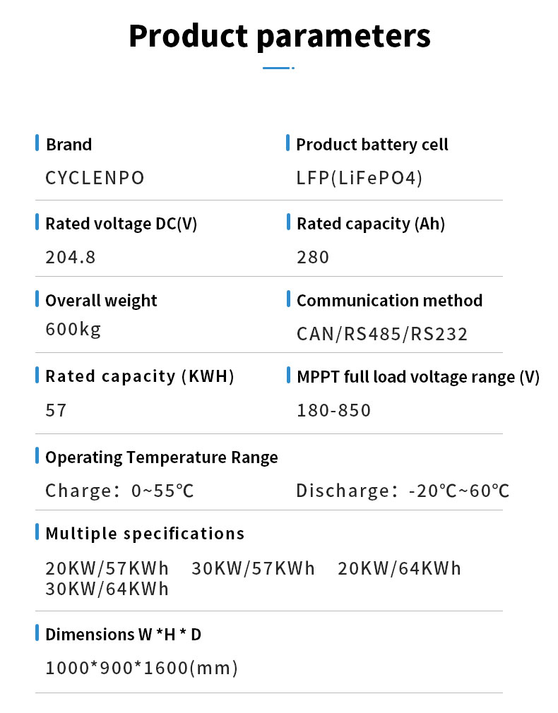 Cyclenpo 20kW/57kWh Air-Cooled Energy Storage System