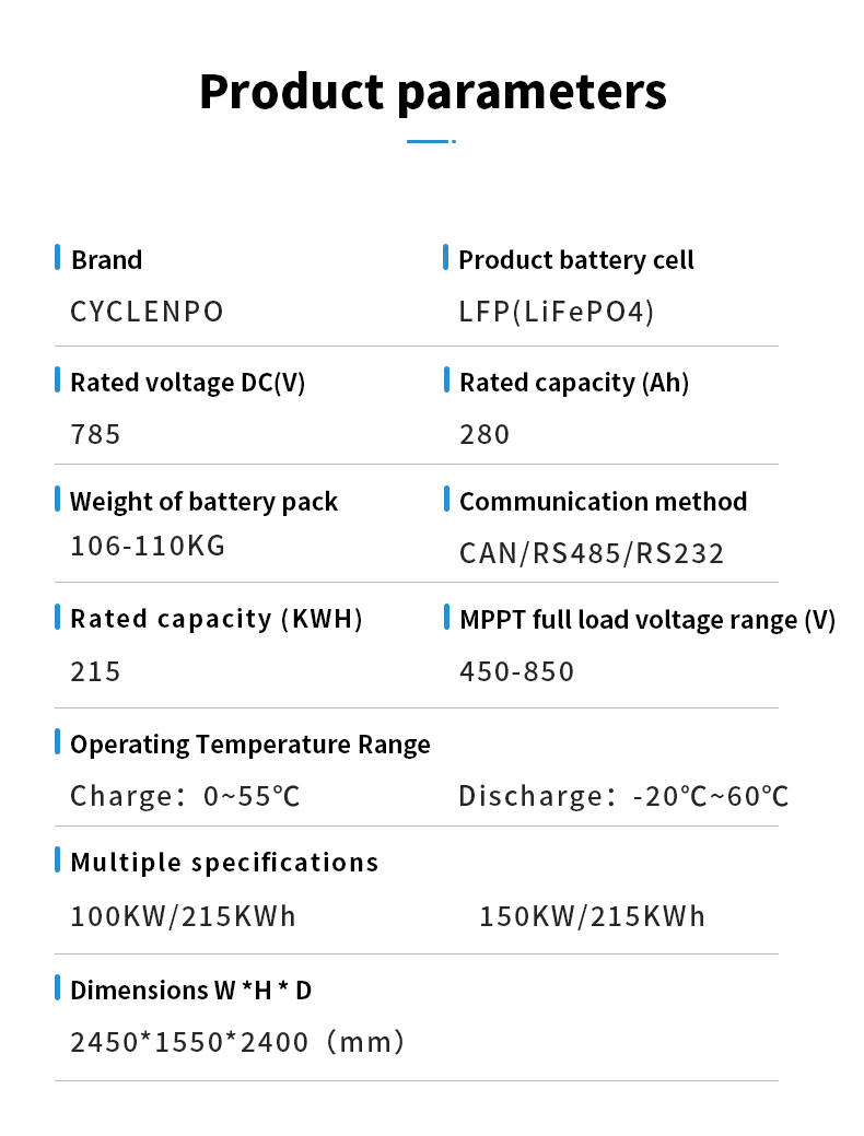 Cyclenpo 100KW/215KWh Air-Cooled Energy Storage System