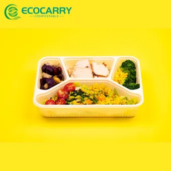Compartment Eco Friendly Biodegradable Disposable Cornstarch Corn Starch Takeaway Take Away Bento Lunch Box Food Container